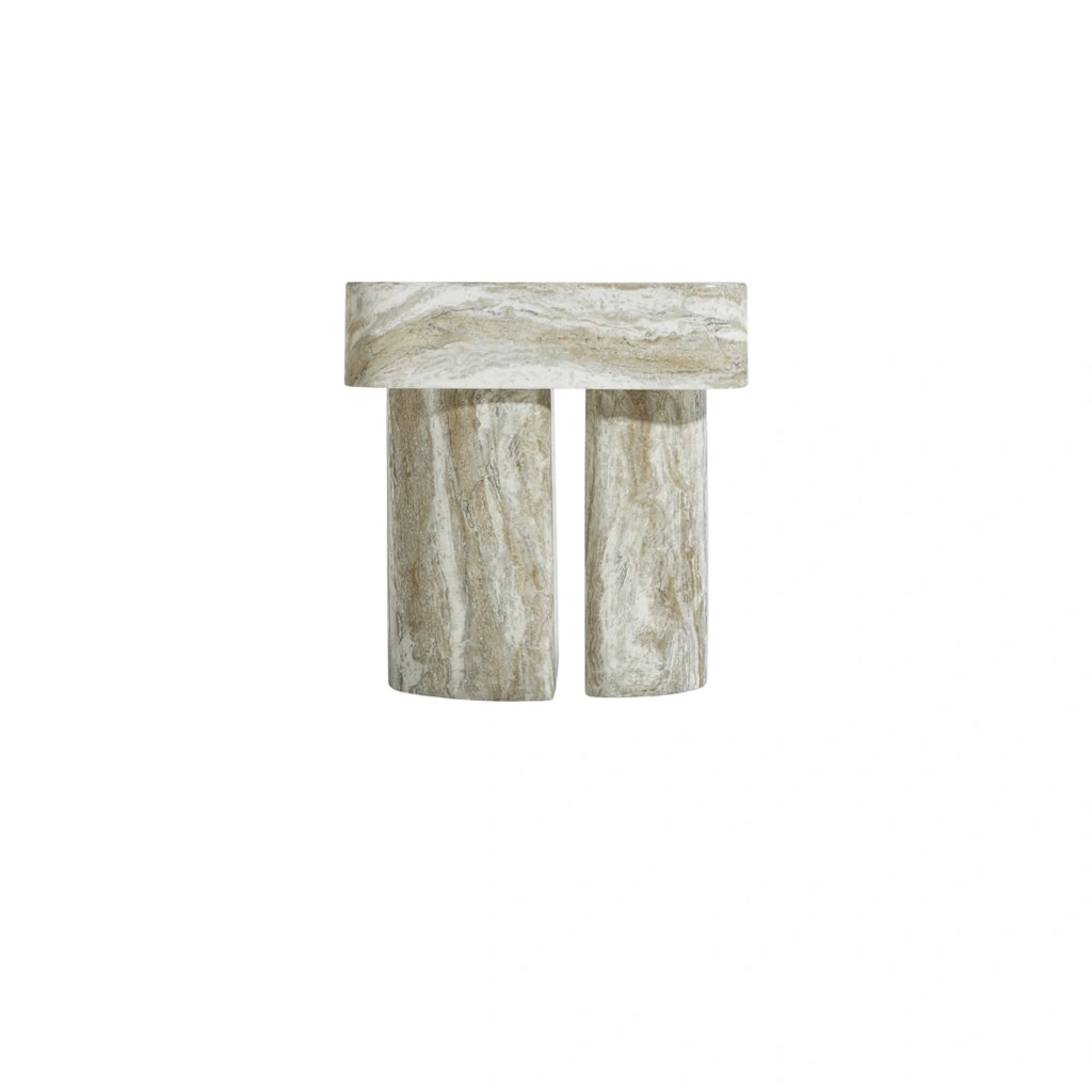 Gemini Travertine Side Table