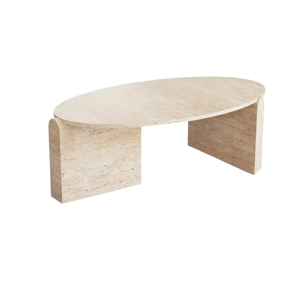 Torin Travertine Oval Coffee Table
