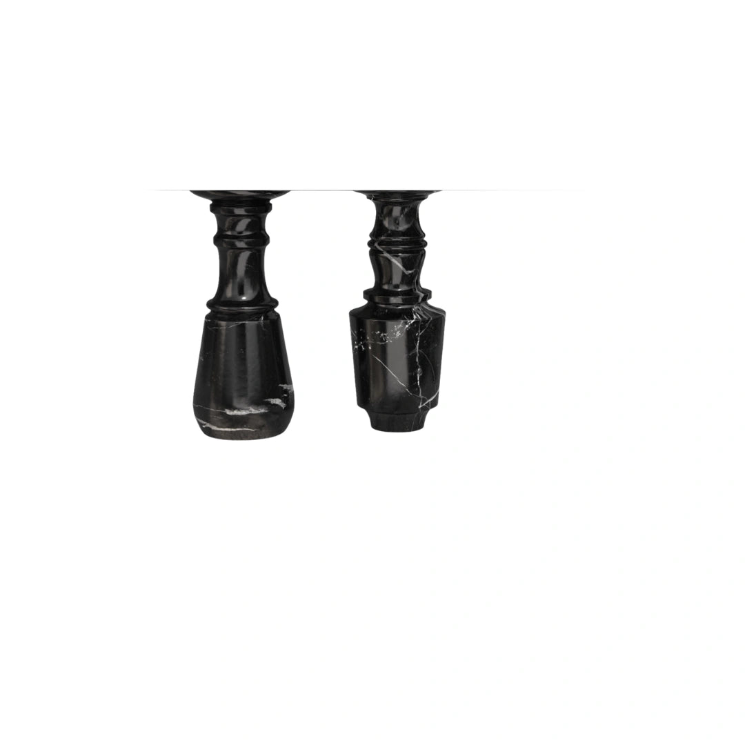 Nero Turned Marble Candleholders