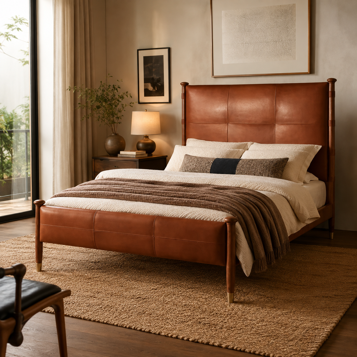 Alden Tufted Leather Bed