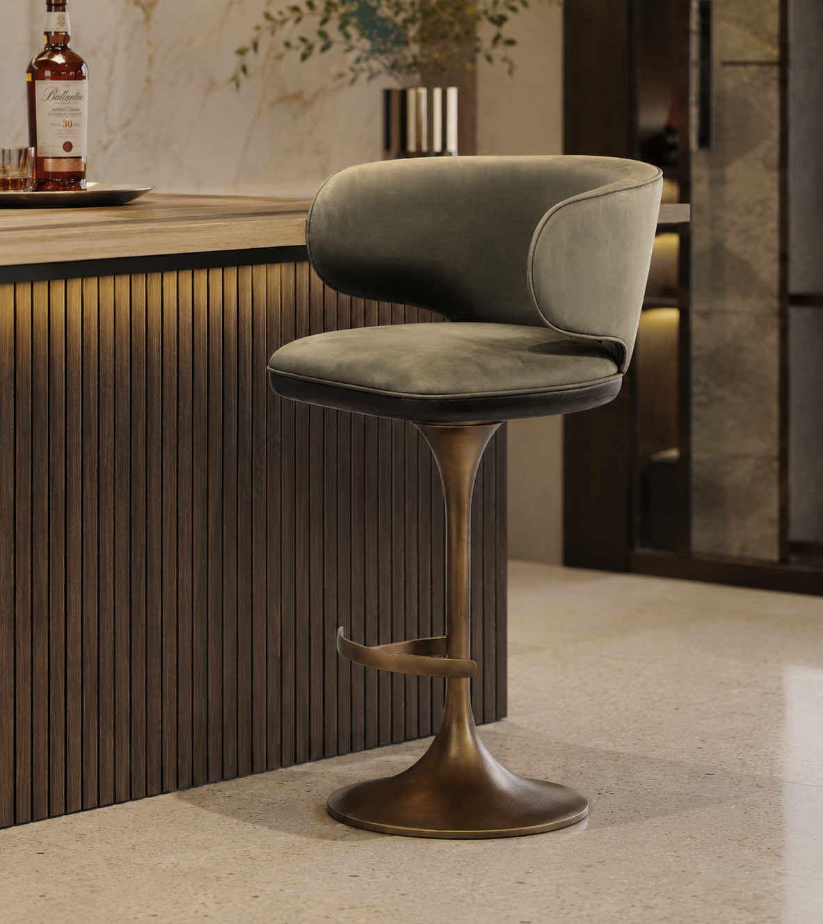 Aurel Tulip Swivel Bar Stool