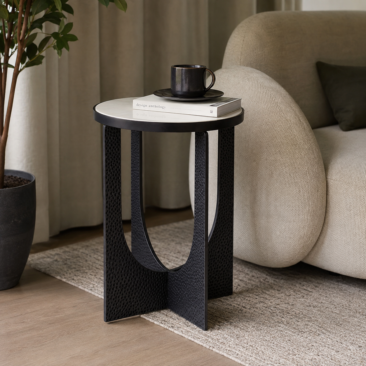 Aureli Stone Round Side Table