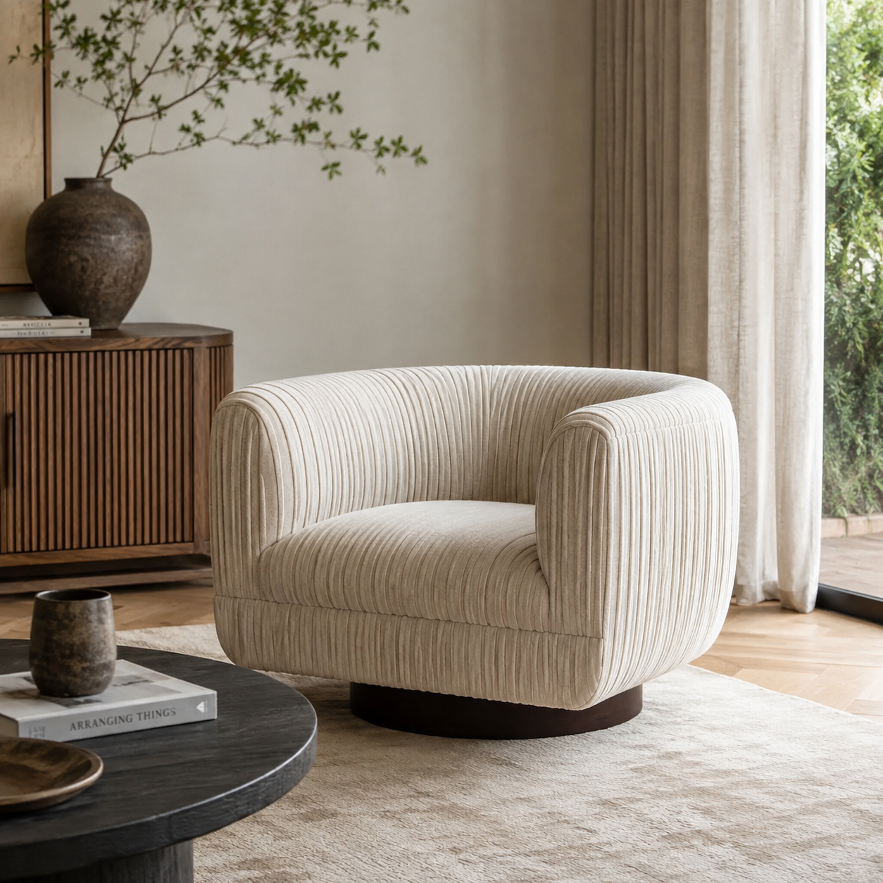 Channel Tufted Swivel Chair