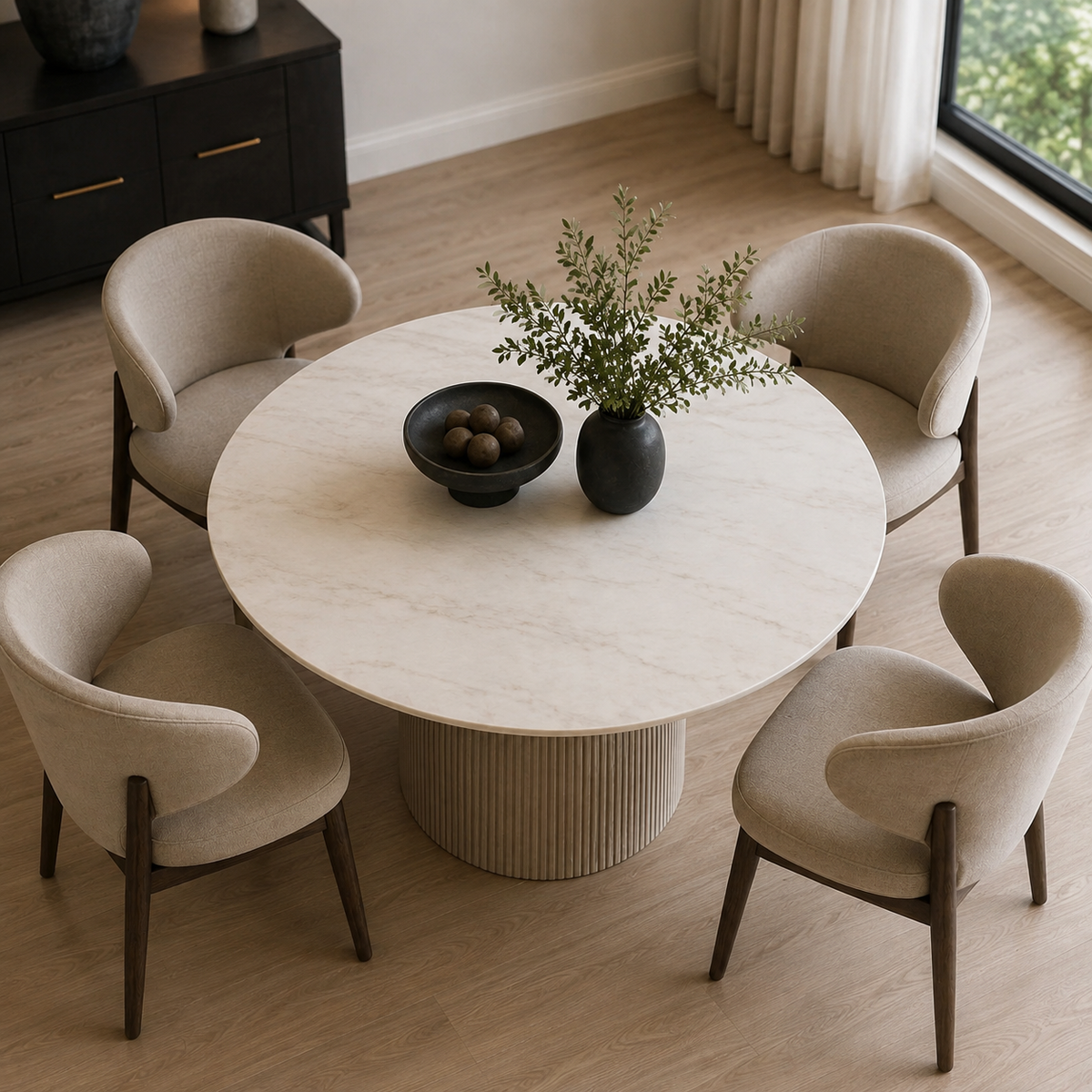 Lunelle Fluted Round Dining Table