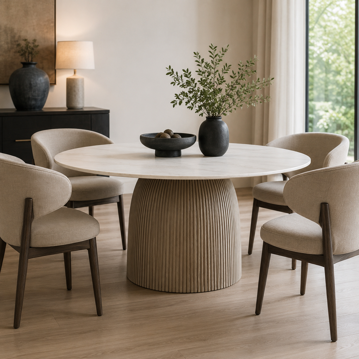 Lunelle Fluted Round Dining Table