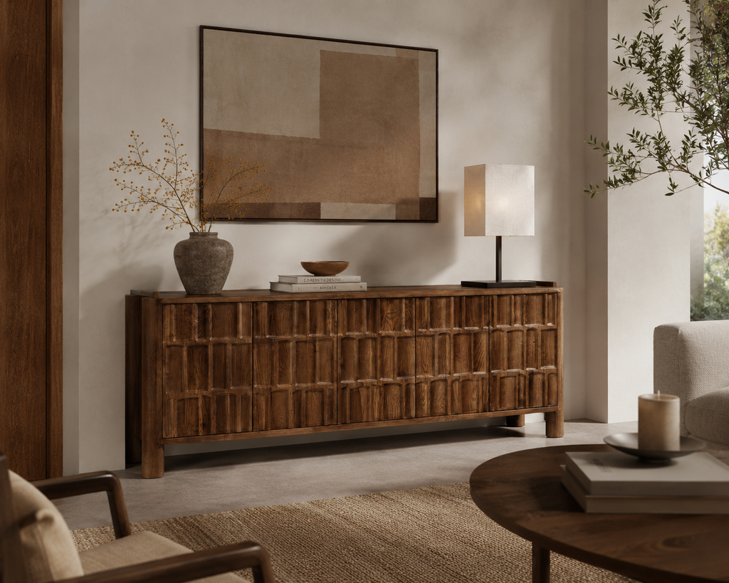 Marcell Carved Wood Sideboard