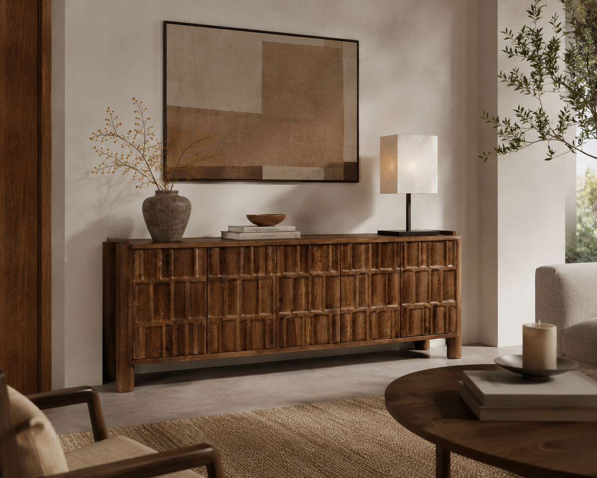 Marcell Carved Wood Sideboard