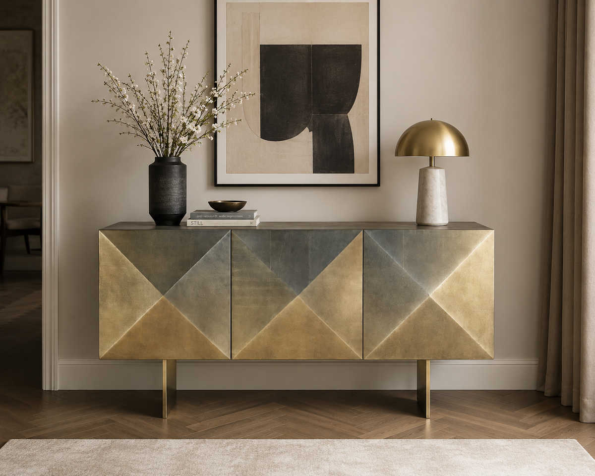 Marlo Geometric Metal Sideboard