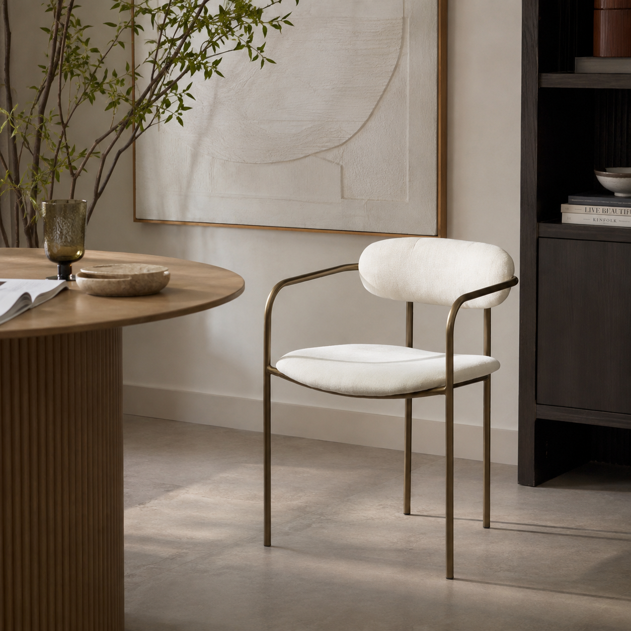 Marlo Tubular Dining Chair in Cream