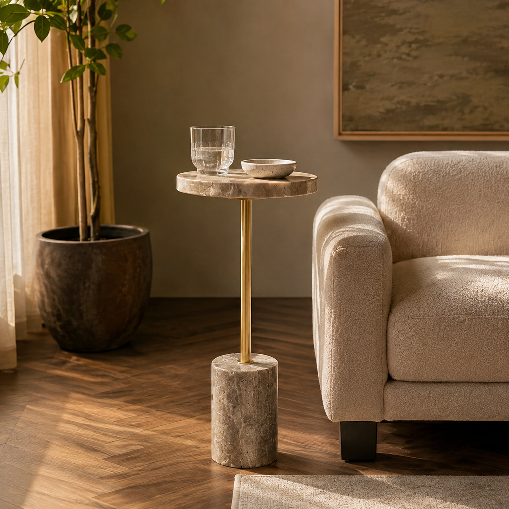 Marmo Pedestal Side Table