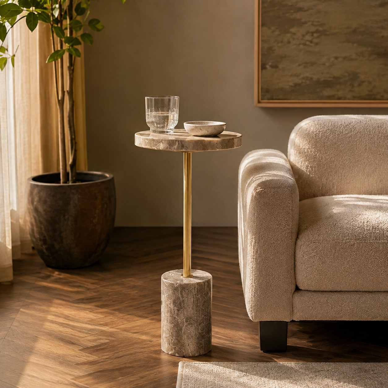 Marmo Pedestal Side Table