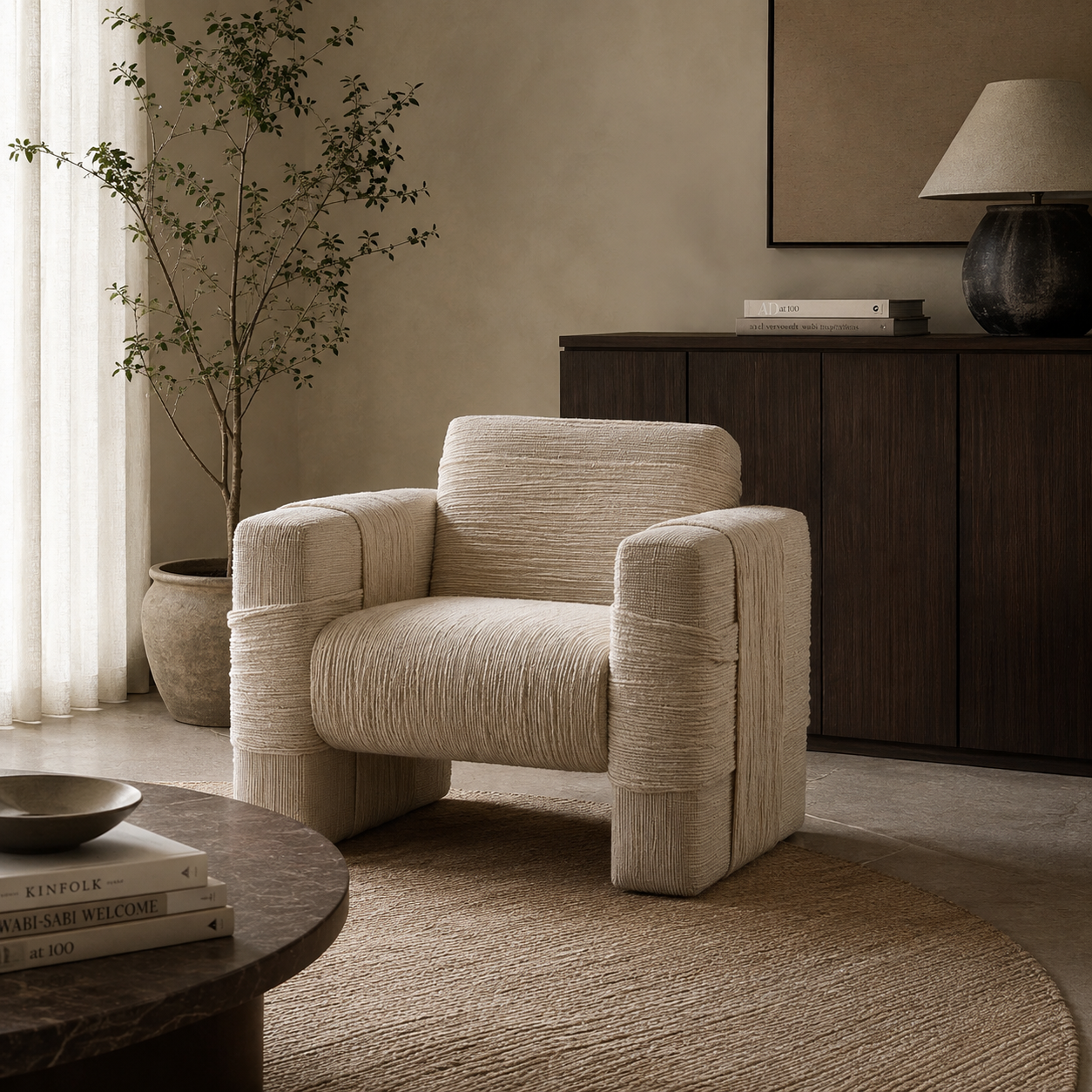 Mirelle Wrapped-Arm Lounge Chair