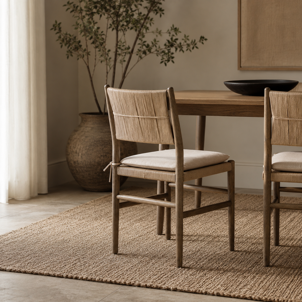 Neris Rope Back Upholstered Dining Chair