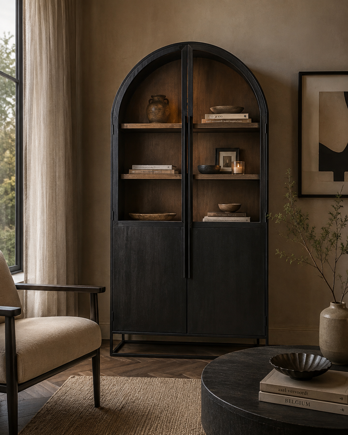 Noirva Arched Display Cabinet