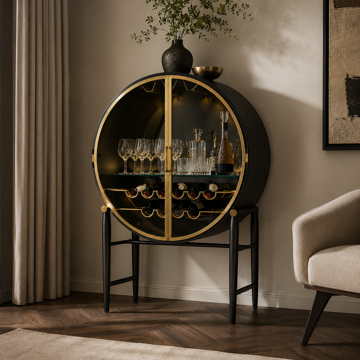 Orbis Circular Bar Cabinet