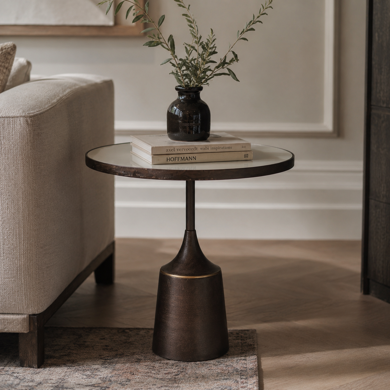 Seren Glass Pedestal Side Table