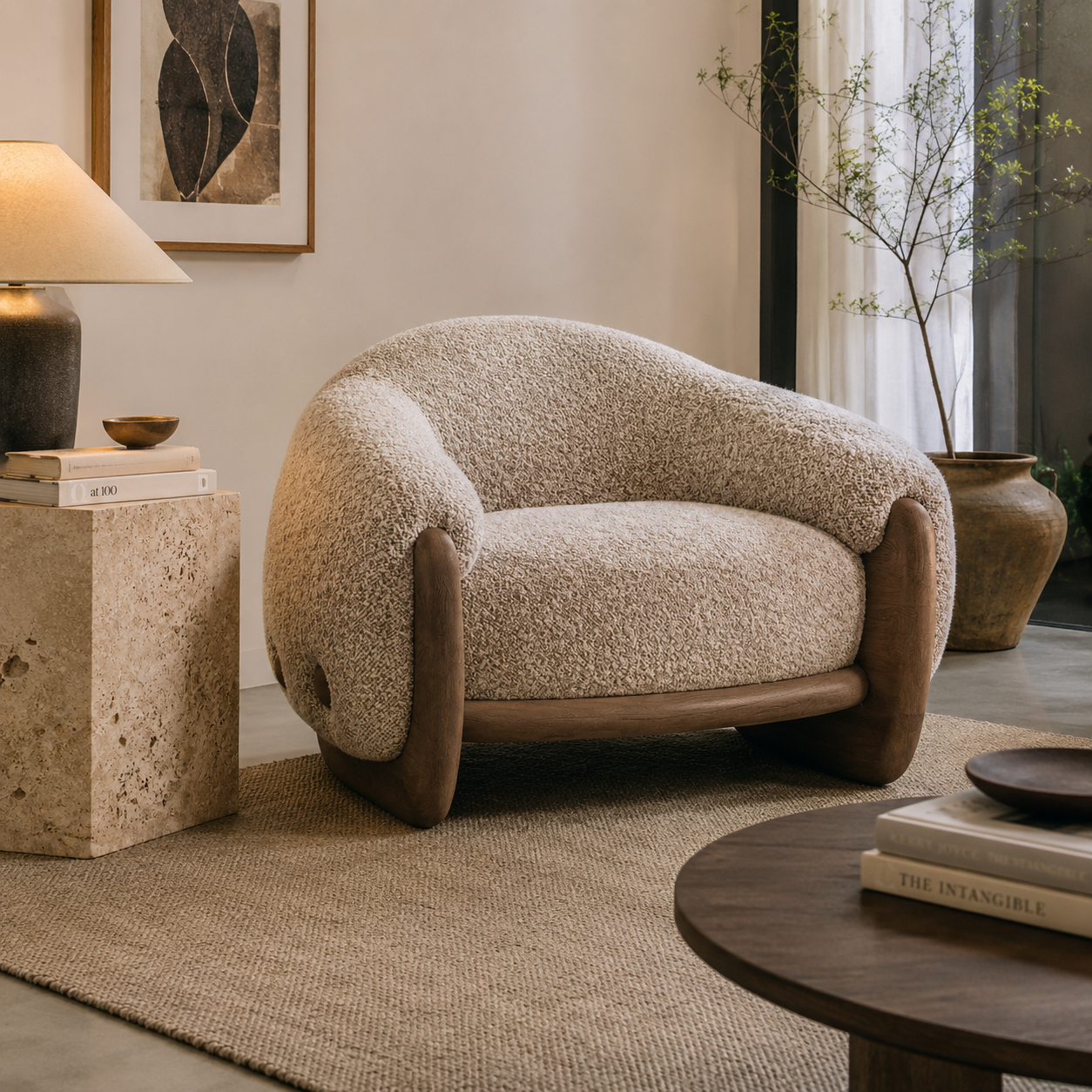 Vallin Bouclé Lounge Chair