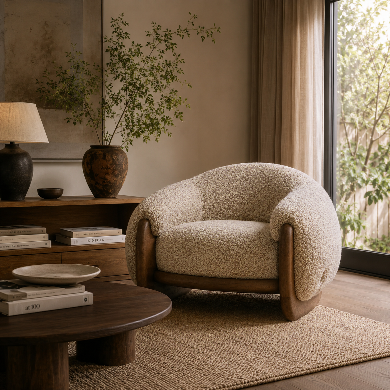 Vallin Bouclé Lounge Chair